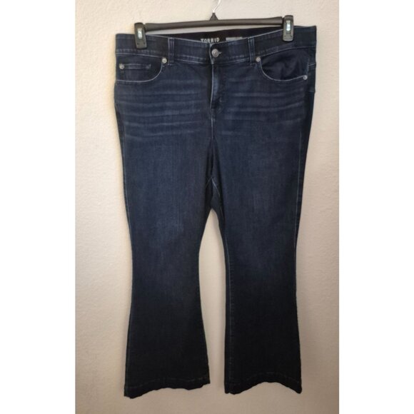 Torrid Dark Wash Bombshell Flare Super Soft Denim Jeans Size 22R EUC - Picture 1 of 7